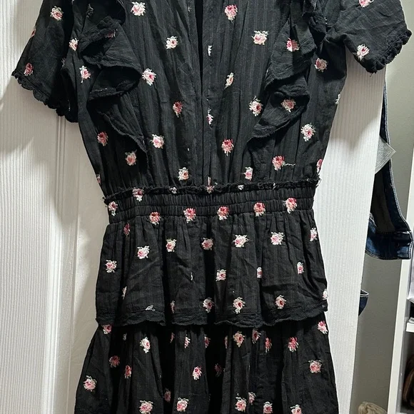 LoveShackFancy Black Dress with Pink Floral Accents - Picture 6 of 6